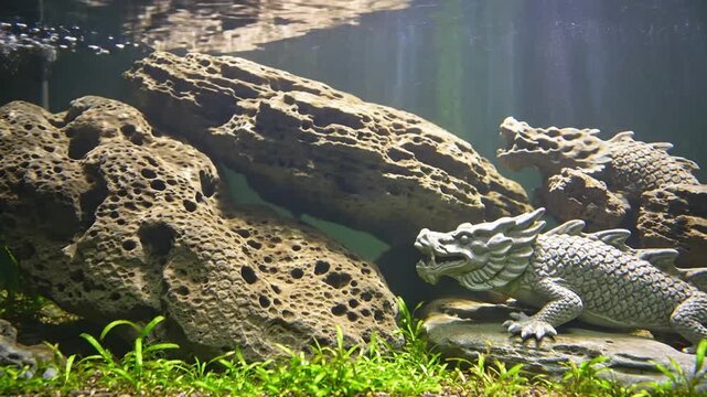 Dragon Stone Iwagumi Aquarium Landscape with Dragon Sculpture