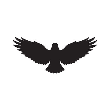 flying bald eagle silhouette icons set side, front, back, and top views vector art illustration
