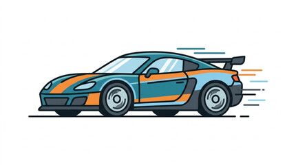 Fototapeta premium Sleek Sports Car Illustration with Racing Stripes and Spoiler.