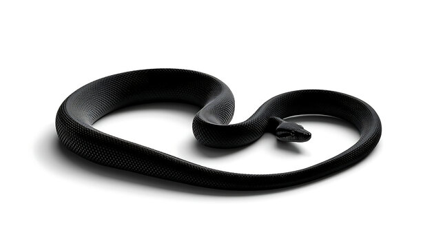 Snake coils into a tight circular shape resting on a plain surface to highlight its smooth texture.