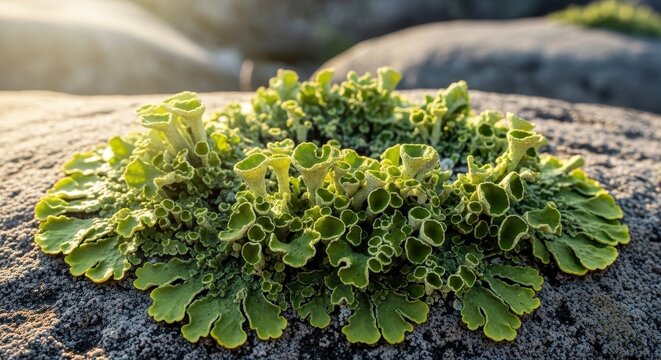 Vibrant Green Lichen Growing on Stone in Natural Environment