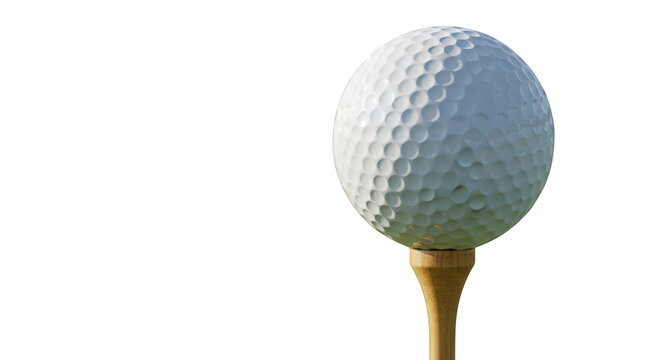 Golf ball on a tee ready to play isolated on transparent background