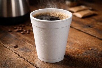 Foam polystyrene cup for hot beverage serving