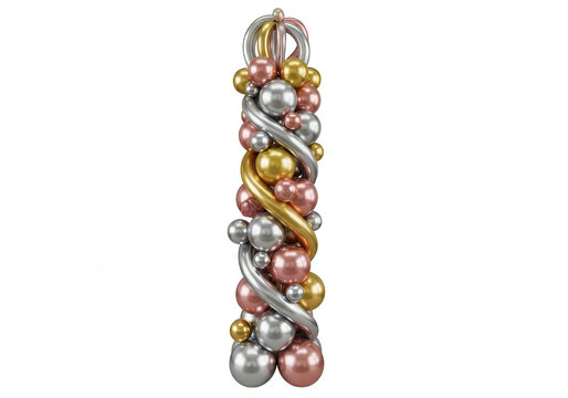 Luxury Spiral Balloon Column in Gold Silver and Rose Gold