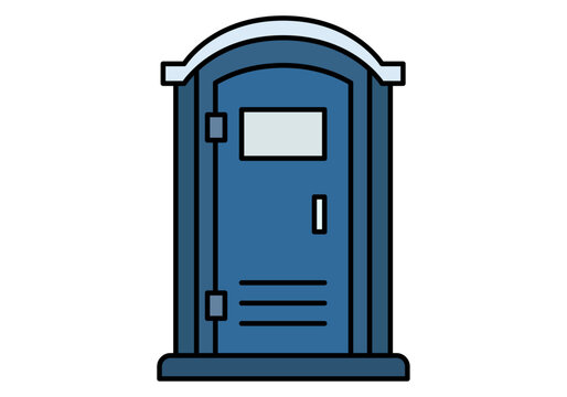 Ba&ntilde;o port&aacute;til de pl&aacute;stico azul para eventos u obras