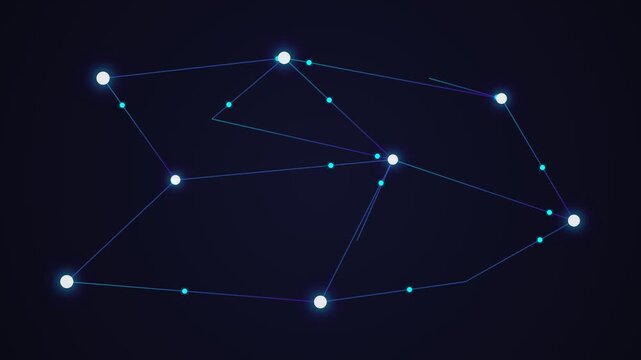 Astronomers map celestial constellation pattern with glowing stars and lines in the night sky