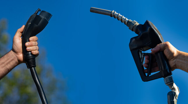 Vs concept compares electric and fuel. Modern vs comparison supports eco transition. Vs concept highlights charging economy future. Vs comparison drives transportation innovation systems.