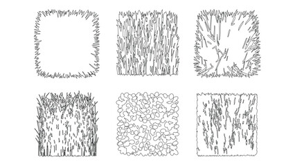 Hand drawn vegetation textures for architectural landscape plan view design elements. © Sara Studio
