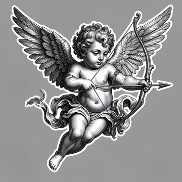 Vintage Renaissance Cherub Angels Antique Engraving Illustration
