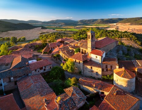 aerial view of fermoselle historic village castilla and leon spain