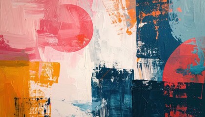 Fototapeta premium Colorful Abstract Acrylic Painting with Bold Brush Strokes on Textured Canvas