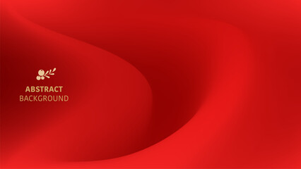 Luxury red abstract background with soft fluid wave shapes and golden minimalist berry element. Perfect for Christmas, New Year, and luxury branding backdrop. © Wirawan