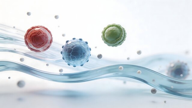 Colorful abstract spheres in liquid