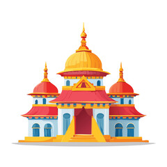 Fototapeta premium Colorful cartoon palace building illustration against a white background