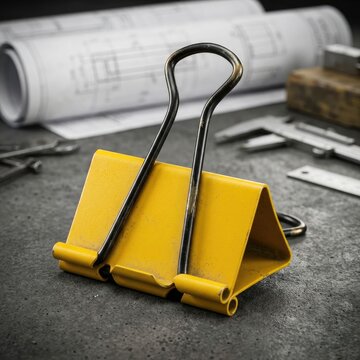 Yellow Binder Clips Close-Up