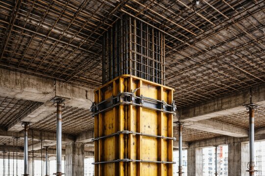Structural column formwork combined with wire mesh for reinforced concrete ceiling durability