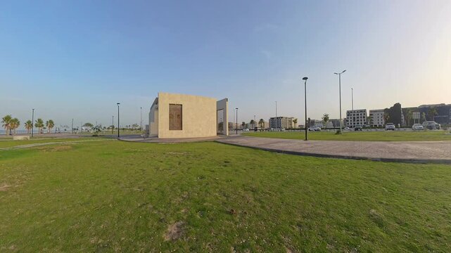Beautiful Late Afternoon Sunlight Illuminating the Seafront Promenade in Khobar