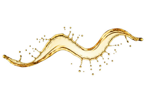 Elegant golden wavy line sparkle graphic design isolated on transparent background