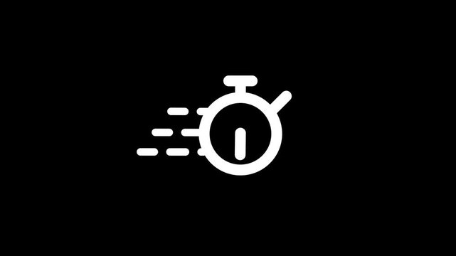 Stopwatch depicting time tracked task lists animation isolated on black background