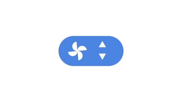 Toggle button featuring a fan or ventilation icon animation isolated on white background