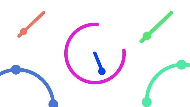 Dashboard motion design needles and circular arcs animation isolated on white background