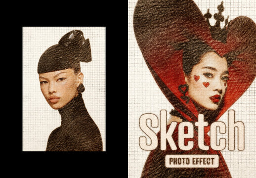 Pencil Sketch Photo Effect &ndash; Drawing for Poster & Social Media (PSD)