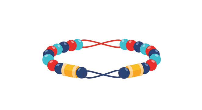 Vector illustration of a colorful handmade friendship bracelet with intricate braided patterns and woven thread textures, isolated on a white background for craft projects.
