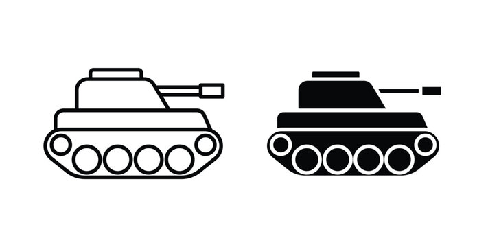 Tank icon simple illustration set. Black and white icons
