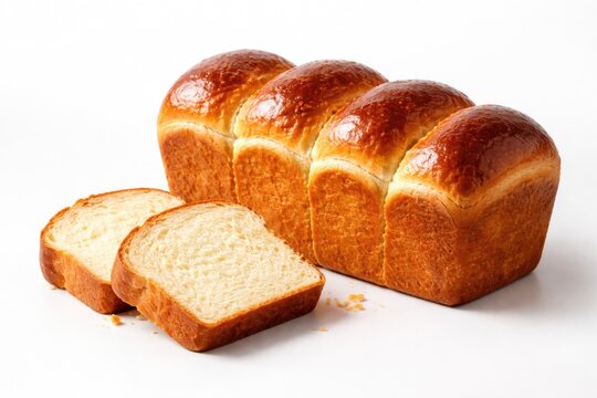 Soft baked brioche displayed on a clean white minimal background