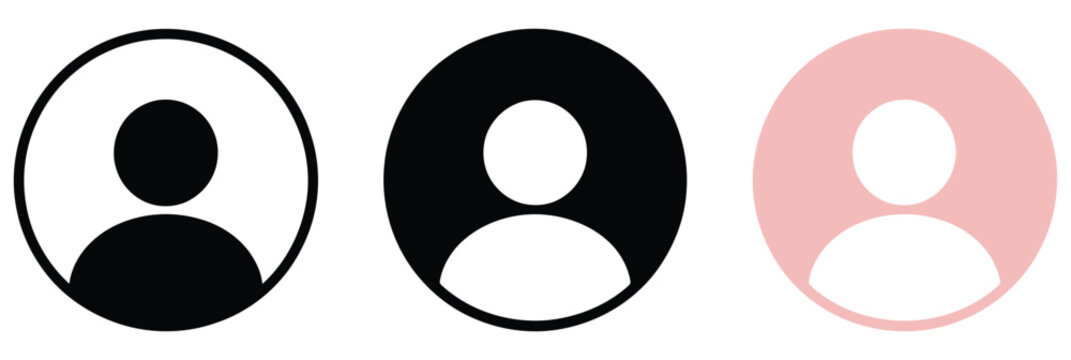 Avatar account icon representing default social media profile photo symbol for user interface and digital identity design