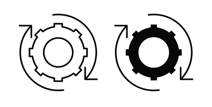 Workflow icon simple illustration set. Black and white icons