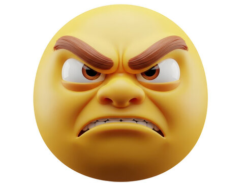 Angry face emoji with furrowed brows and frown