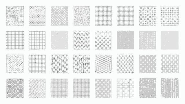 collection of geometric patterns and textures grayscale line drawings on a white background