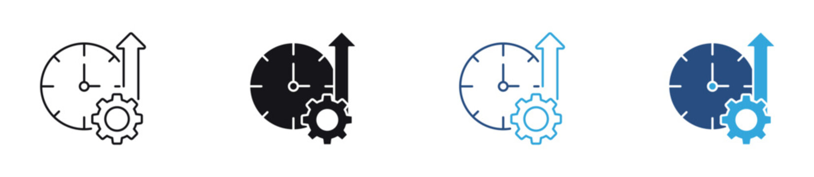 Time Efficiency Icon Set, Productivity Optimization, Workflow Performance and Speed Improvement concept icon, vector illustration.