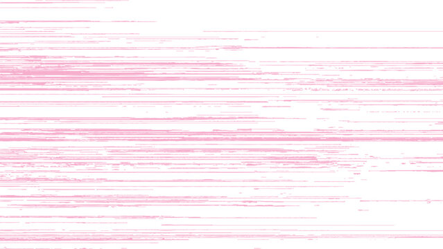 Glitchy pink digital noise distorted lines on white background abstract technology error