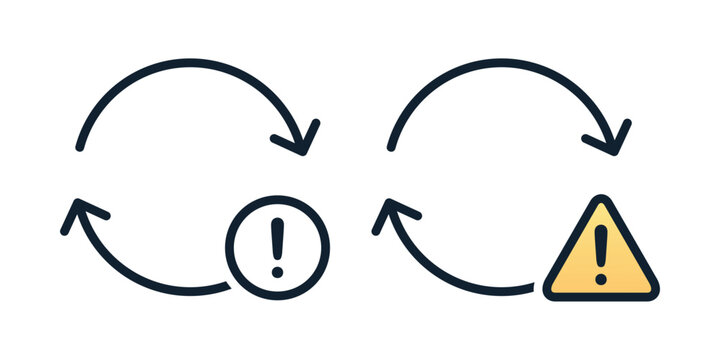 Warning Update Icon with Refresh Symbol and Exclamation Mark. Vector Illustration Vector
