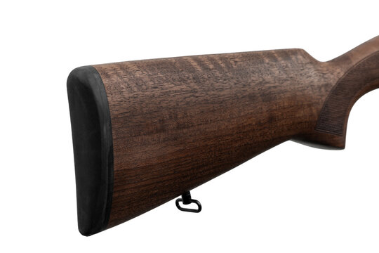 Wooden shotgun buttstock close up