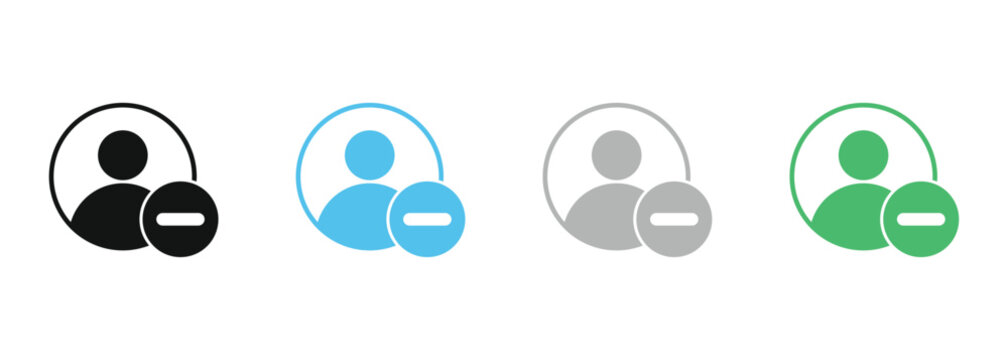 User management icon set. Delete and remove profile symbols for digital admin dashboards and web apps