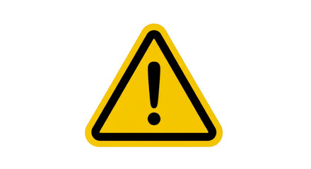 Obraz premium Bright yellow warning triangle exclamation mark symbol isolated on transparent background
