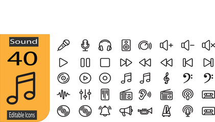 Sound effects web icons in line style. speaker, headphones, music, volume collection. Vector illustration. © MDSUZON