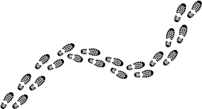 Footsteps isolated on white background. shoe footprints, Human steps. Vector Illustration