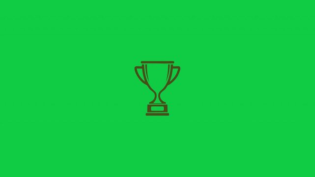 Minimalist dark green outline icon of a classic trophy on a vibrant green background, symbolizing success and achievement.