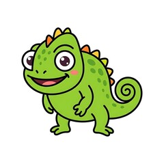 Fototapeta premium Smiling cartoon green dinosaur character.