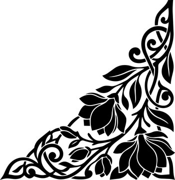 Elegant Floral Corner Border Design with Botanical Flourishes