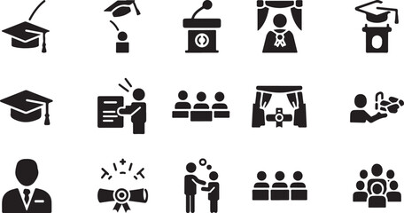 Fototapeta premium Education Career Icon Vector Set Academic Training Symbol Collection