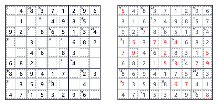 Sudoku puzzle game displaying completed and incomplete grids  