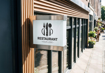 Metal and White Brand Storefront Signage Mockup
