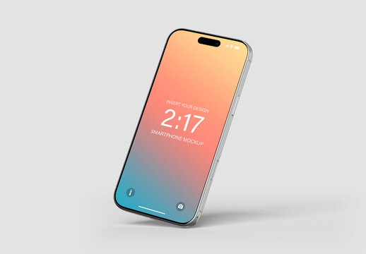 Glossy Floating Smartphone with Editable Shadow and Background Mockup