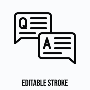 Question Answer Chat Icon, Isolated Line Vector Icon, Editable Stroke. 