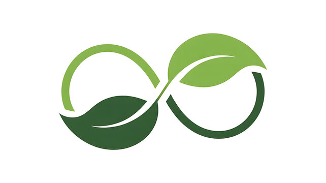 Eco friendly symbol, green infinity logo, leaf design, sustainable icon